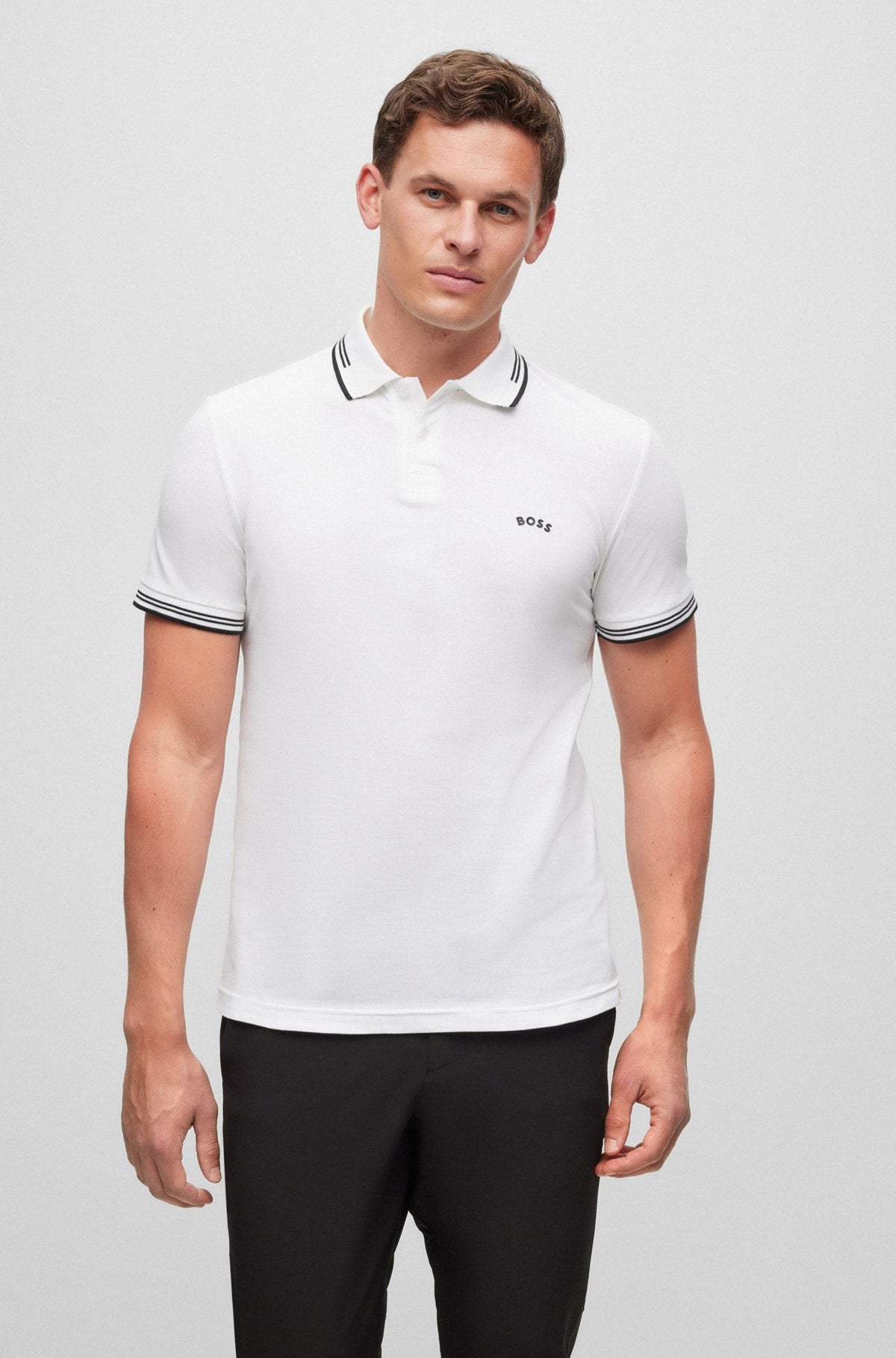 Slim-Fit Poloshirt aus Stretch-Baumwolle mit geschwungenem Logo