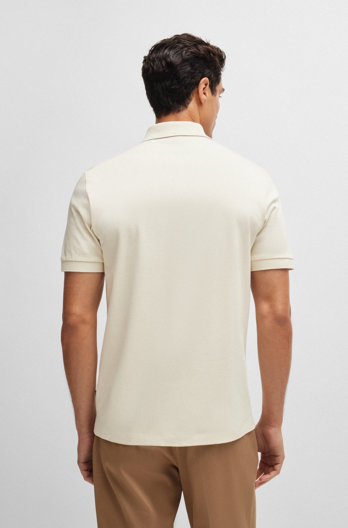 Slim-Fit Poloshirt aus merzerisierter Baumwolle mit Reißverschlussleiste