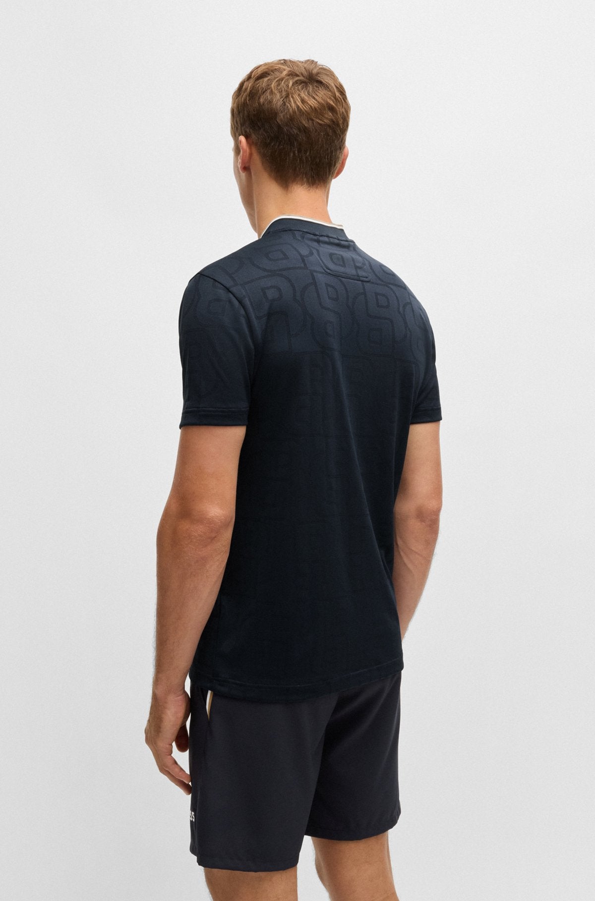 BOSS x Matteo Berrettini Poloshirt aus Jacquard mit Mesh-Monogrammen