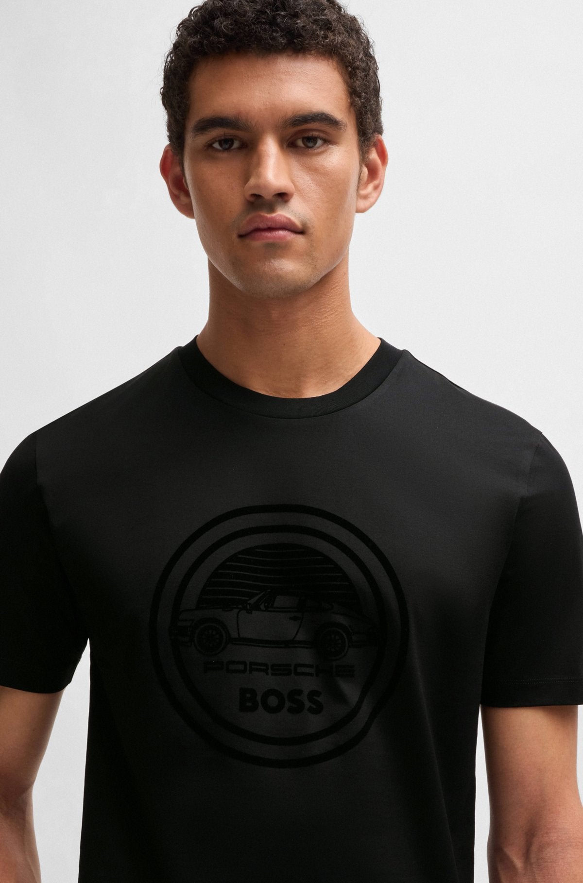 Porsche x BOSS T-Shirt aus merzerisierter Baumwolle mit speziellem Branding