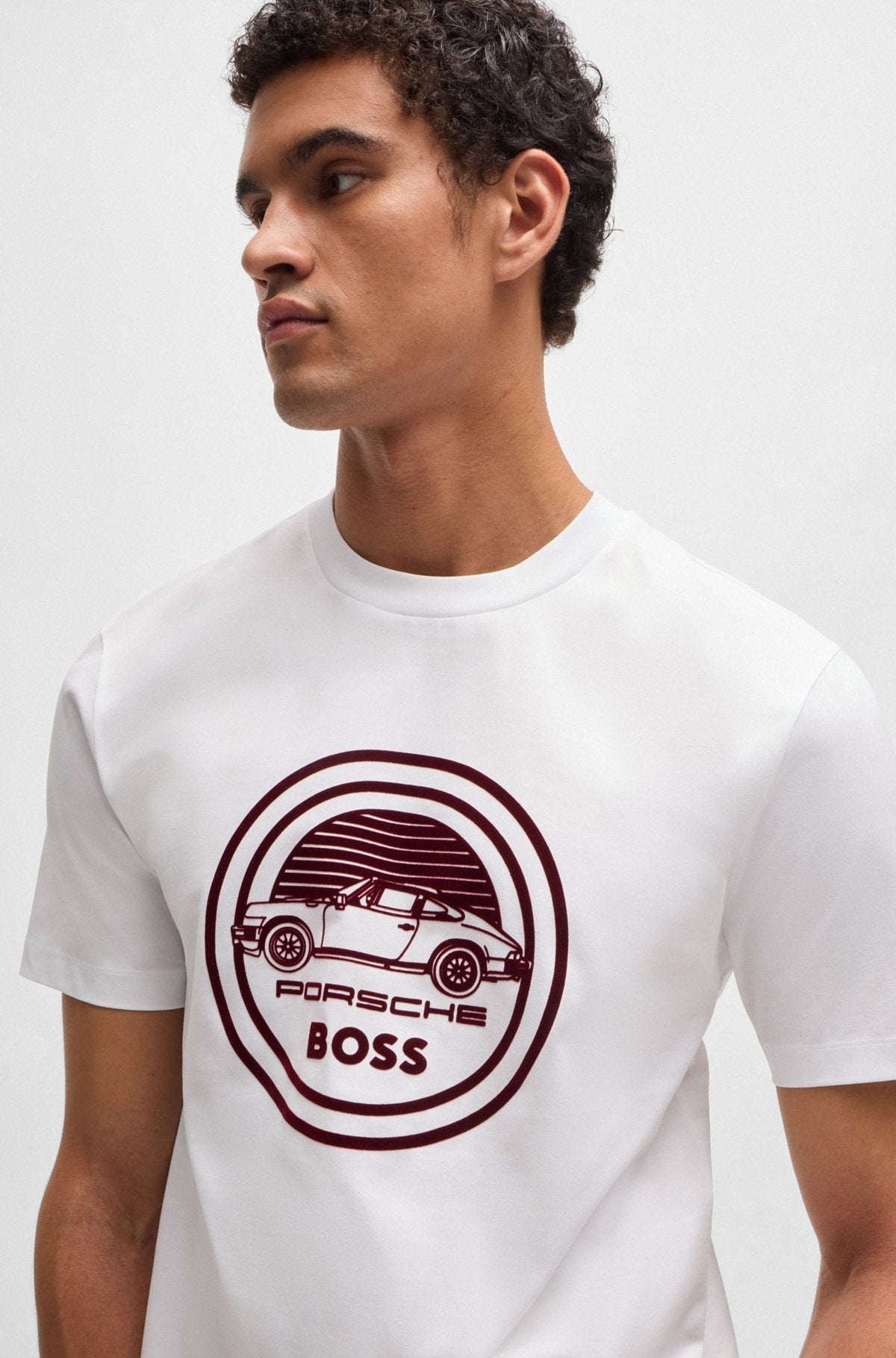 Porsche x BOSS T-Shirt aus merzerisierter Baumwolle mit speziellem Branding