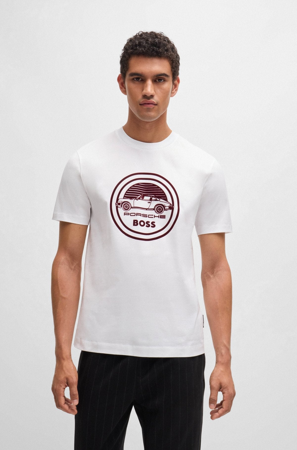 Porsche x BOSS T-Shirt aus merzerisierter Baumwolle mit speziellem Branding