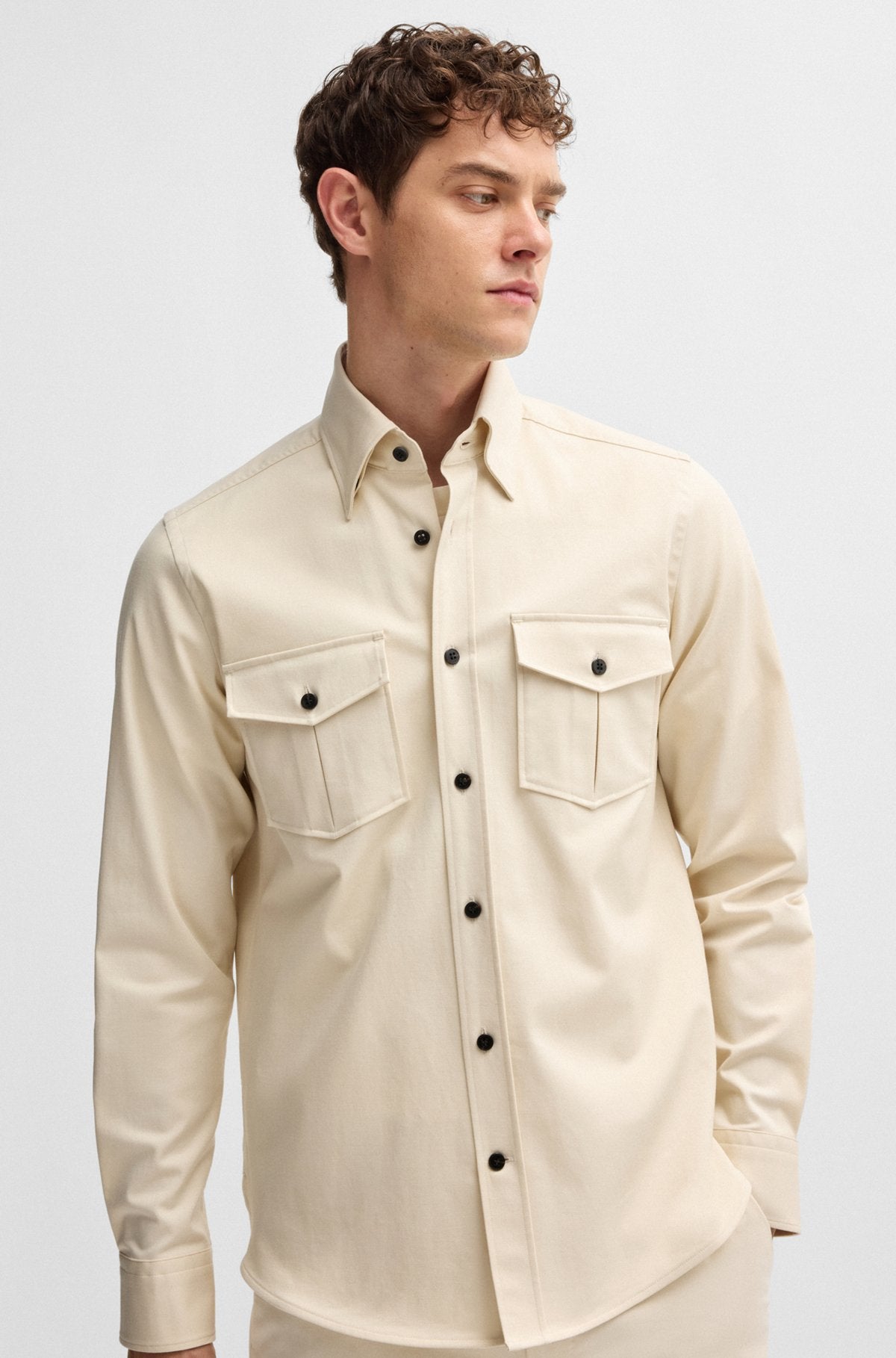 BOSS x ASTON MARTIN Regular-Fit Overshirt aus Stretch-Baumwolle