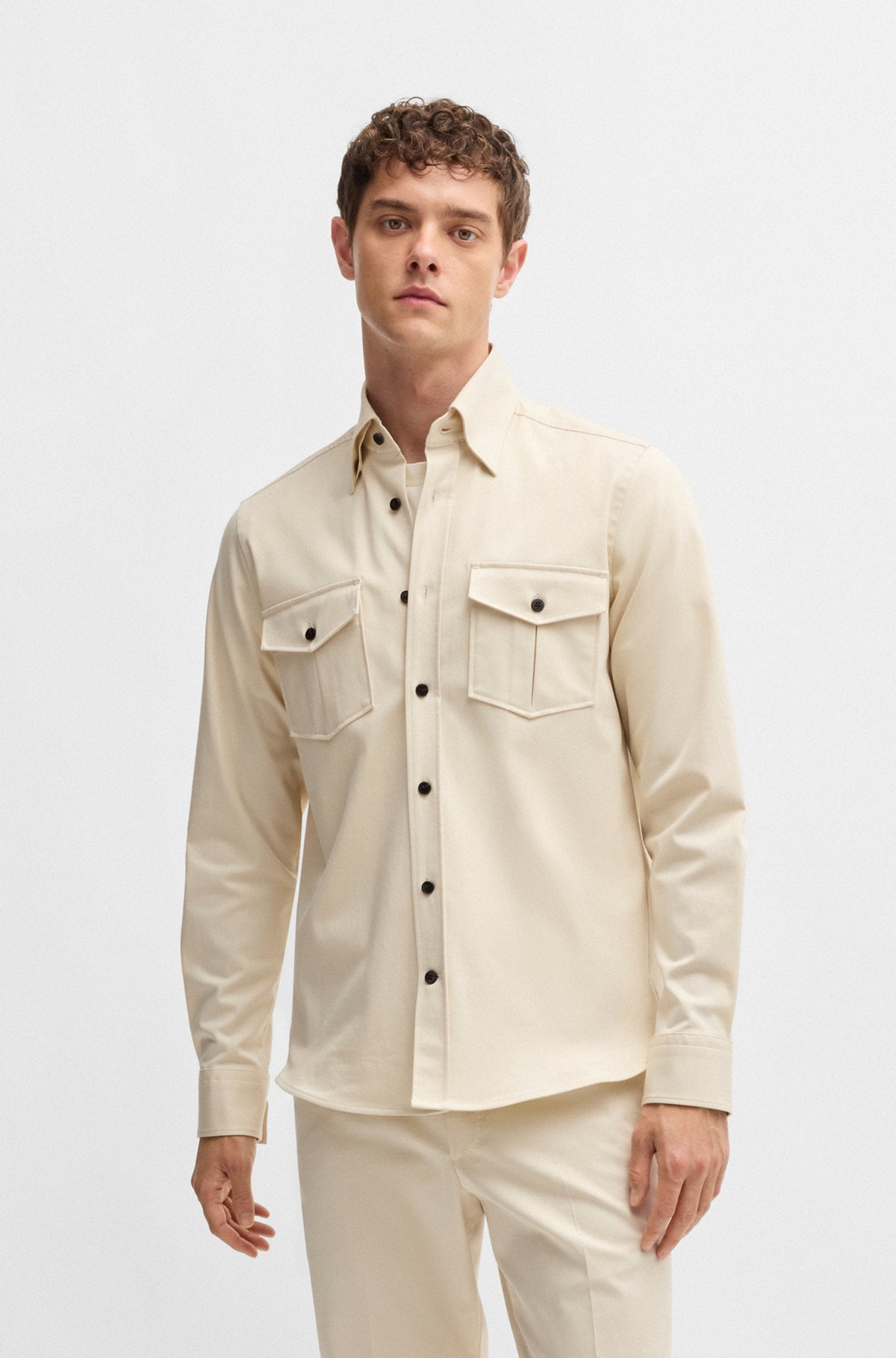 BOSS x ASTON MARTIN Regular-Fit Overshirt aus Stretch-Baumwolle